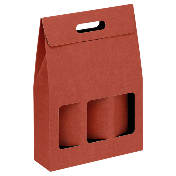 Estuche kraff 3 botellas con ventana